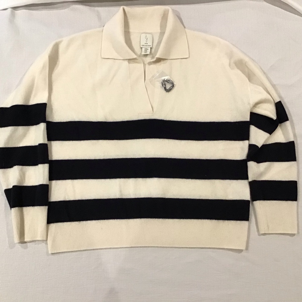 Joie Cashmere Rugby Stripe Sweater Medium
